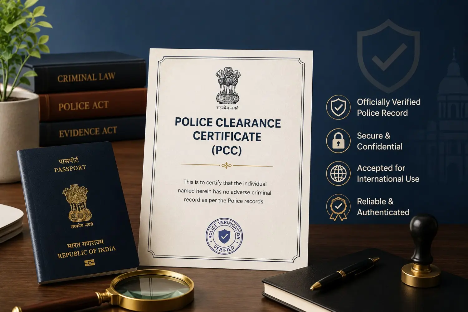 Police Clearance Certificate (PCC) assistance and documentation services.